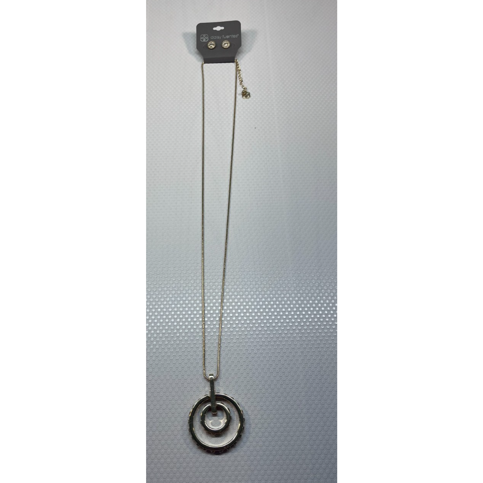 Daisy Fuentes Long Adjustable Gold Necklace And Matching Earrings (0277)